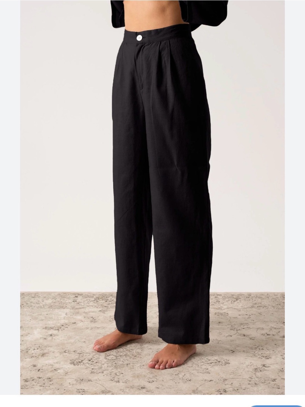 Clean Girl Quiet Luxury GAP Black Linen Blend Pleated Wide Leg Pants 6